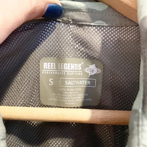 Mens Reel Legends green camo button down fishing shirt S - Picture 10 of 10